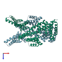 PDB entry 4g1t coloured by chain, top view.