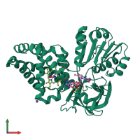 PDB entry 4g1v coloured by chain, front view.