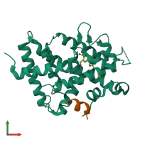 PDB entry 4g1y coloured by chain, front view.