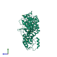 PDB entry 4g23 coloured by chain, side view.
