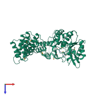 PDB entry 4g23 coloured by chain, top view.