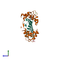 PDB entry 4g27 coloured by chain, side view.