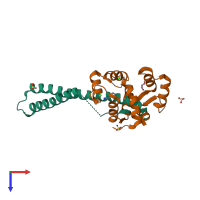 PDB entry 4g27 coloured by chain, top view.