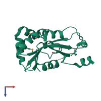 PDB entry 4g29 coloured by chain, top view.