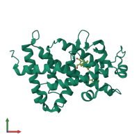 PDB entry 4g2i coloured by chain, front view.