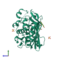 PDB entry 4g2o coloured by chain, side view.