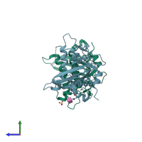 PDB entry 4g2u coloured by chain, side view.