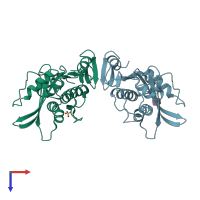 PDB entry 4g2u coloured by chain, top view.