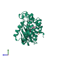 PDB entry 4g31 coloured by chain, side view.