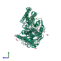 PDB entry 4g32 coloured by chain, side view.