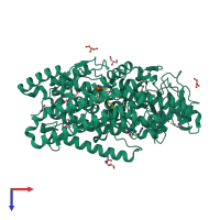 PDB entry 4g32 coloured by chain, top view.