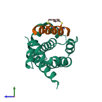 PDB entry 4g35 coloured by chain, side view.
