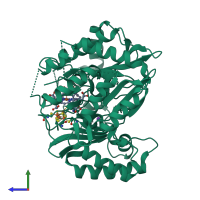 PDB entry 4g38 coloured by chain, side view.