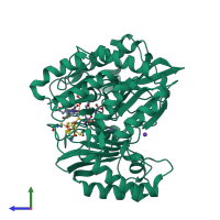 PDB entry 4g39 coloured by chain, side view.