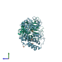 PDB entry 4g3c coloured by chain, side view.