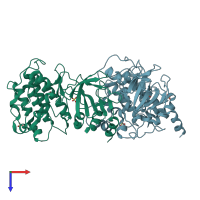 PDB entry 4g3c coloured by chain, top view.