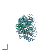 PDB entry 4g3e coloured by chain, side view.