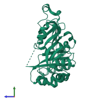 PDB entry 4g3t coloured by chain, side view.