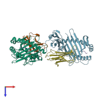 PDB entry 4g42 coloured by chain, top view.