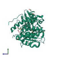 PDB entry 4g4i coloured by chain, side view.