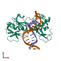 PDB entry 4g4n coloured by chain, front view.