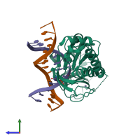 PDB entry 4g4o coloured by chain, side view.