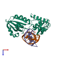 PDB entry 4g4o coloured by chain, top view.