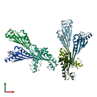 PDB entry 4g4y coloured by chain, front view.