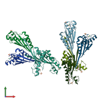 PDB entry 4g4z coloured by chain, front view.