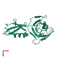 Monomeric assembly 2 of PDB entry 4g50 coloured by chemically distinct molecules, top view.