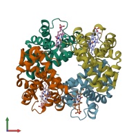 PDB entry 4g51 coloured by chain, front view.