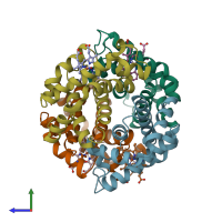 PDB entry 4g51 coloured by chain, side view.