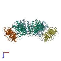 PDB entry 4g56 coloured by chain, top view.