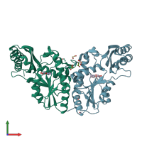 PDB entry 4g5f coloured by chain, front view.
