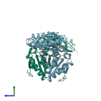 PDB entry 4g5f coloured by chain, side view.