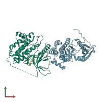 PDB entry 4g5p coloured by chain, front view.