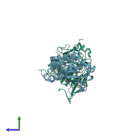 PDB entry 4g5p coloured by chain, side view.