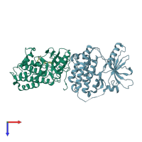 PDB entry 4g5p coloured by chain, top view.