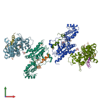 PDB entry 4g5q coloured by chain, front view.