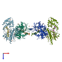 PDB entry 4g5q coloured by chain, top view.
