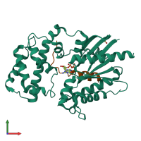 Hetero dimeric assembly 1 of PDB entry 4g5r coloured by chemically distinct molecules, front view.