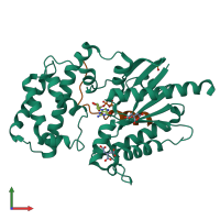 Hetero dimeric assembly 3 of PDB entry 4g5r coloured by chemically distinct molecules, front view.