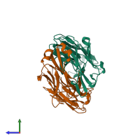PDB entry 4g5z coloured by chain, side view.