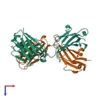 PDB entry 4g5z coloured by chain, top view.