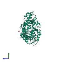 PDB entry 4g63 coloured by chain, side view.