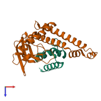 PDB entry 4g6d coloured by chain, top view.