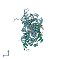 PDB entry 4g6g coloured by chain, side view.