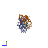 PDB entry 4g6m coloured by chain, side view.