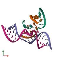 PDB entry 4g6r coloured by chain, front view.