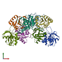 PDB entry 4g6v coloured by chain, front view.